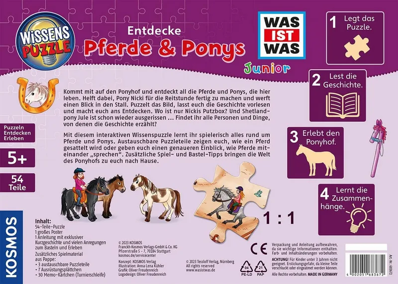 Puzzle KOSMOS 683672 - Wissenspuzzle Junior Entdecke Pferde & Ponys, Puzzleteile de KOSMOS – boîte 2 sur 4