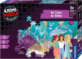 Puzzle Krimipuzzle Die drei !!! Der Schatz der Delfine, 200 Puzzleteile, Made in Germany de KOSMOS, édition Multicolore – boîte 1 sur 2