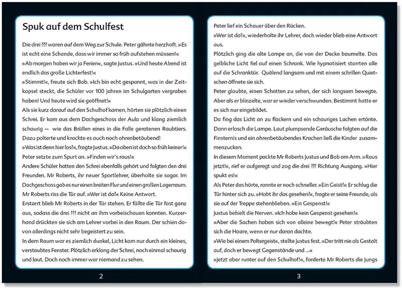 Puzzle Krimipuzzle Die drei ??? Kids 200 Teile / Spuk auf dem Schulfest, 200 Puzzleteile, leuchtet im Dunkeln, Made in Germany von KOSMOS, Ausgabe Mehrfarbig – Schachtel 4 von 5
