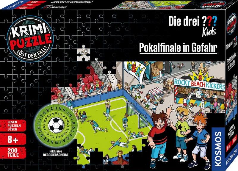 Puzzle Krimipuzzle Die drei ??? Kids Pokalfinale in Gefahr, 200 Puzzleteile, Made in Germany van KOSMOS, editie Meerkleurig – doos 1 van 3