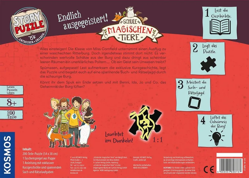 Puzzle Story Puzzle: Die Schule der magischen Tiere, Endlich Ausgegeistert!, 200 Puzzleteile, mit Leuchteffekt, Made in Germany de KOSMOS, édition Multicolore – boîte 2 sur 5