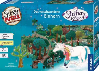 Puzzle StoryPuzzle, Sternenschweif, Das verschwundene Einhorn, 150 Puzzleteile, Made in Germany de KOSMOS, édition Multicolore – boîte 1 sur 2