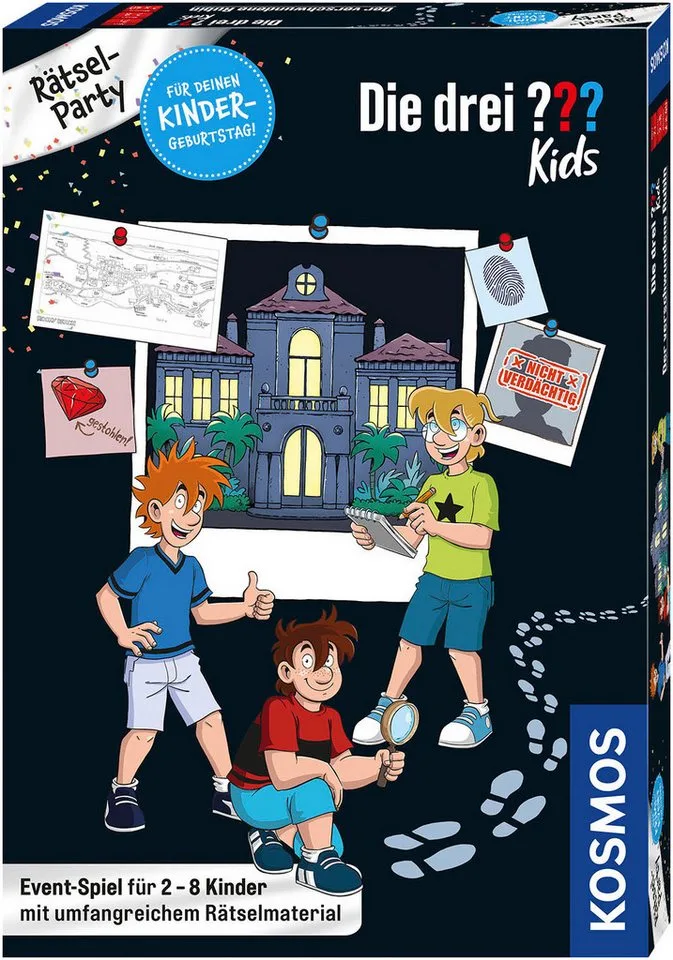 Spiel Die drei ??? Kids Rätsel-Party fra KOSMOS, Bunt-udgave – æske