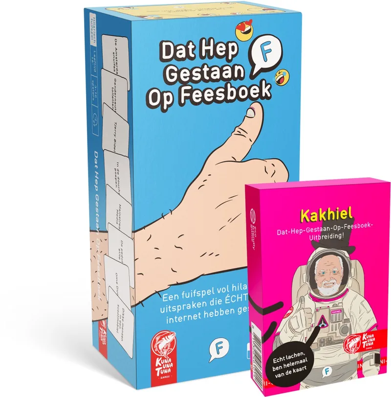 Dat Hep Gestaan Op Feesboek Basisspel met Kakhiel - Nederlandstalig partyspel from Kuna Una Tuna Games – box