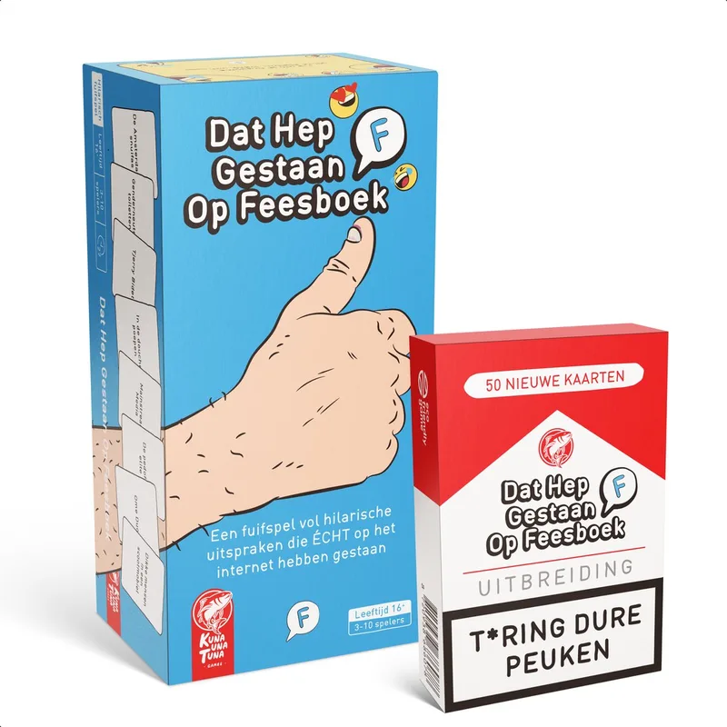 Dat Hep Gestaan Op Feesboek Basisspel met T*ring Dure Peuken - Nederlandstalig partyspel from Kuna Una Tuna Games – box