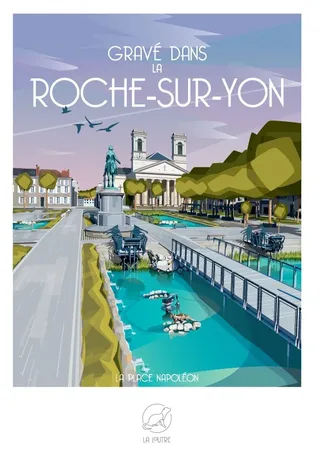 Puzzle Gravé dans la ROCHE-SUR-YON - La Place Napoléon - 1000 pièces de La Loutre – boîte 1 sur 2