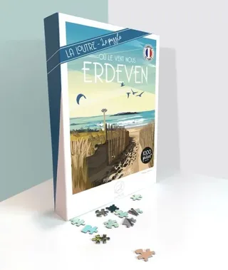 Puzzle Où le vent nous ERDEVEN - PLAGE DE KEROURIEC - 1000 pièces von La Loutre – Schachtel 2 von 2