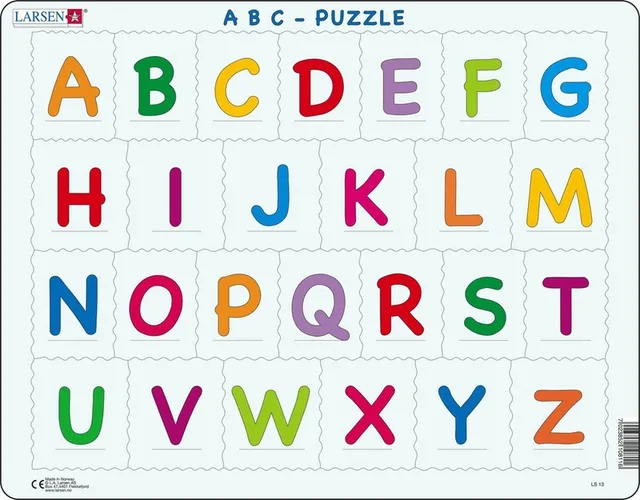 Alfabet – Puzzel – Leren lezen – Alfabet – Educatieve legpuzzel voor kinderen – 26 stukjes – Gemaakt in Noorwegen – Extra dikke 2,5 mm stukjes – Tray met vaste rand