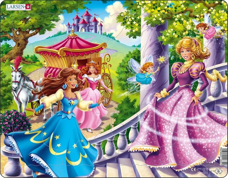 Prinsessen – Puzzel – Fantasie en verhaal – Prinsessen – Educatieve legpuzzel voor kinderen – 24 stukjes – Gemaakt in Noorwegen – Extra dikke 2,5 mm stukjes – Tray met vaste rand van Larsen, editie 24 Stukjes – Prinsessen – doos
