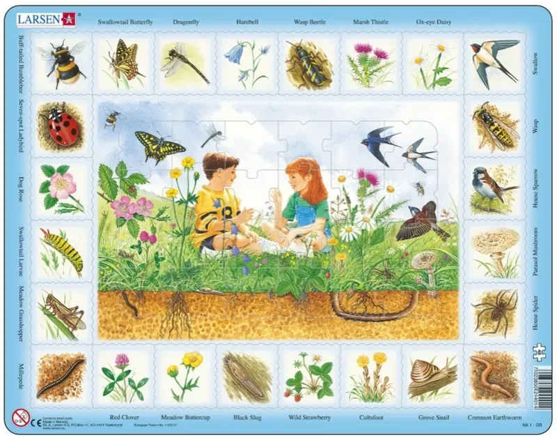 Puzzle Puzzle Cadre - Apprendre l'Anglais : Dans le Pré (en Anglais) - 26 à 50 pièces från Larsen – kartong