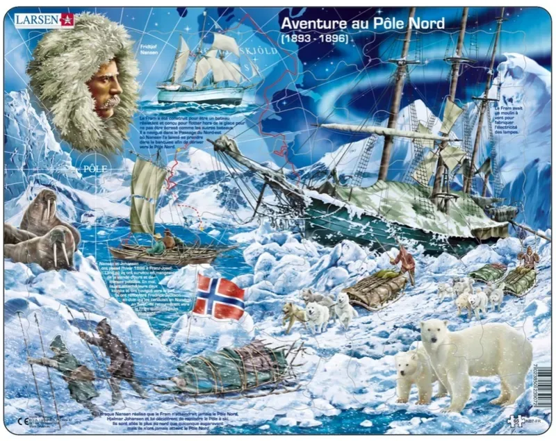Puzzle Puzzle Cadre - Aventure au Pôle Nord (en Français) - 51 à 99 pièces fra Larsen – æske