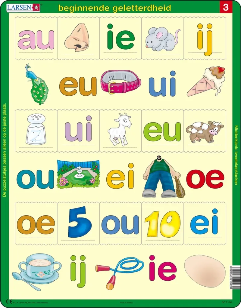 Puzzle Puzzle Cadre - Beginnende geletterdheid 3 (en hollandais) - 10 à 25 pièces von Larsen – Schachtel