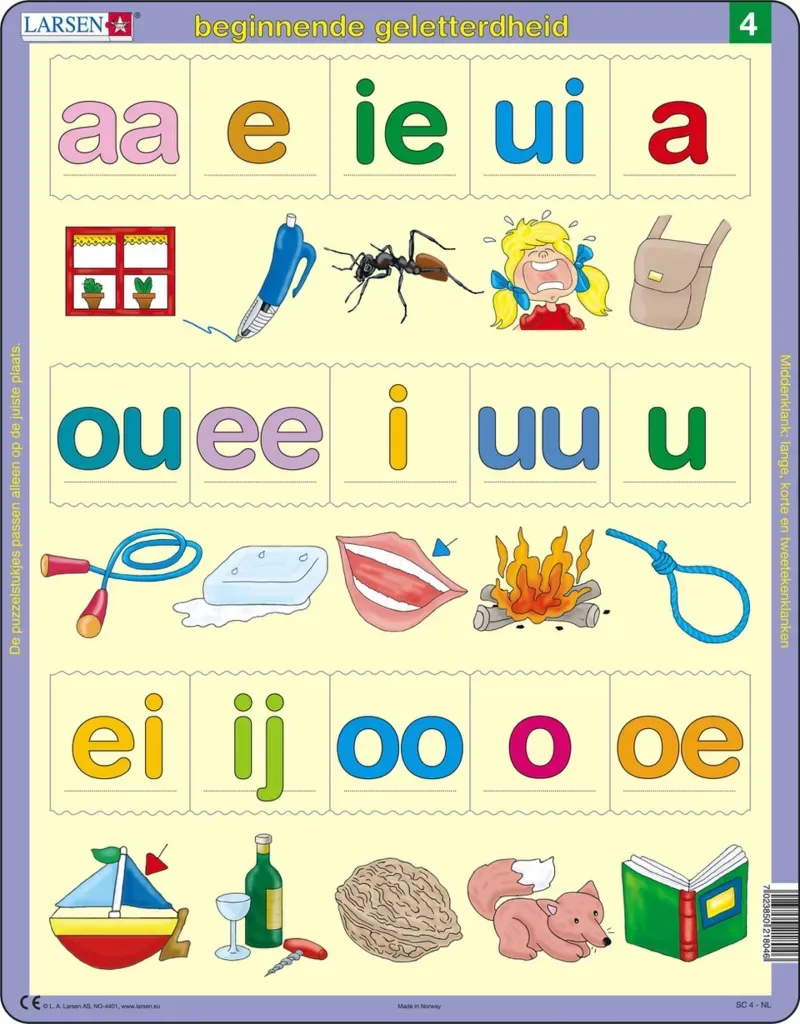 Puzzle Puzzle Cadre - Beginnende geletterdheid 4 (en hollandais) - 10 à 25 pièces fra Larsen – æske