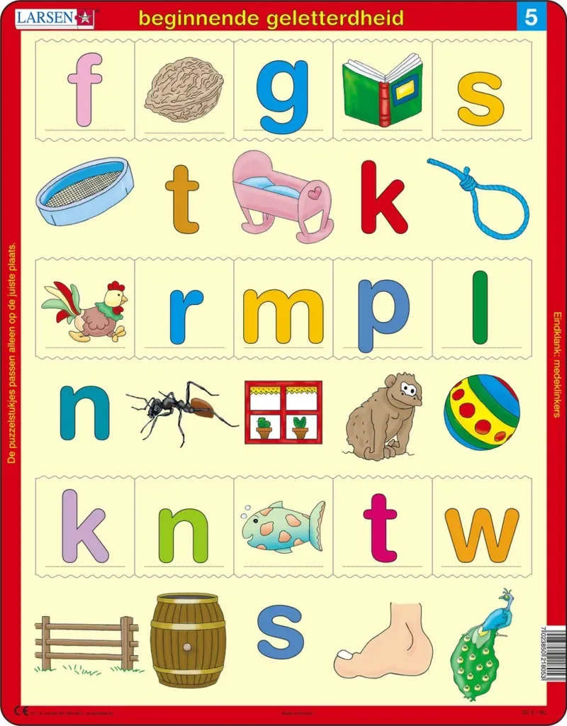 Puzzle Puzzle Cadre - Beginnende geletterdheid 5 (en hollandais) - 10 à 25 pièces fra Larsen – æske