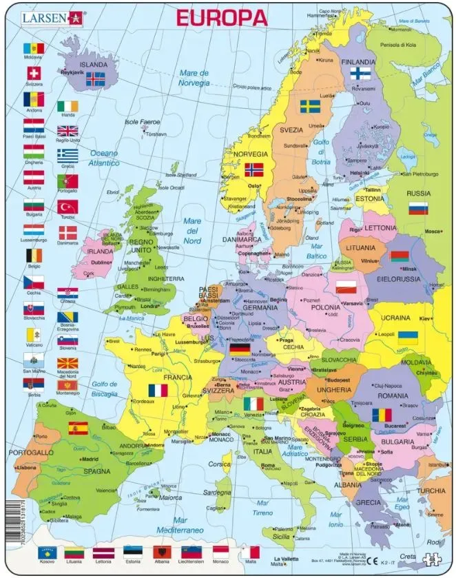 Puzzle Puzzle Cadre - Carte Politique de l'Europe (Italien) - 26 à 50 pièces from Larsen – box
