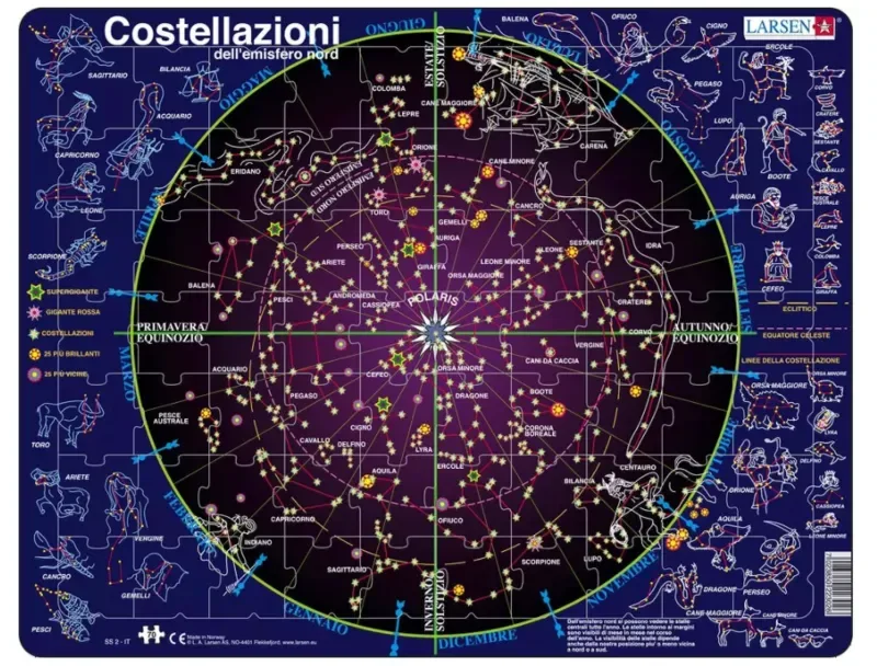 Puzzle Puzzle Cadre - Costellazioni (en Italien) - 51 à 99 pièces från Larsen – kartong