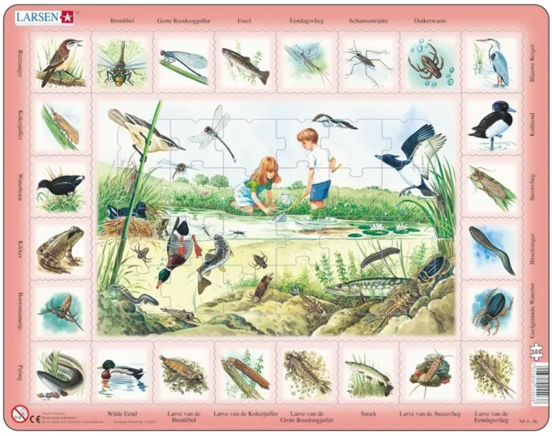 Puzzle Puzzle Cadre - L'étang (en Hollandais) - 26 à 50 pièces fra Larsen – æske