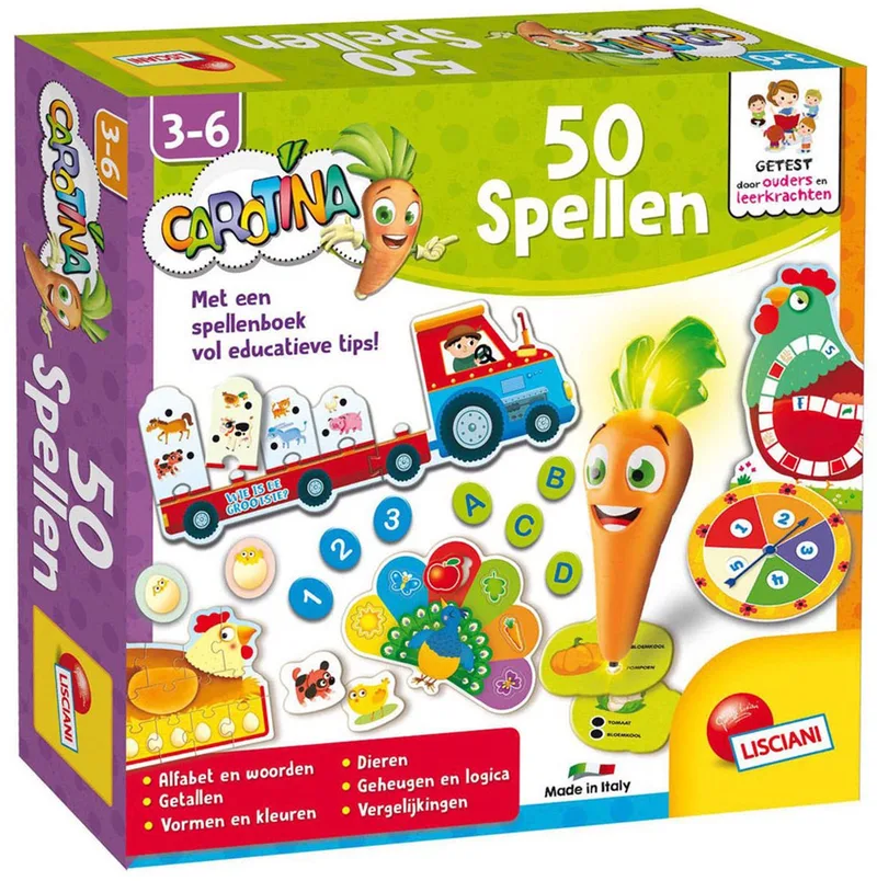 Carotina - laboratorie 50 spellen fra Lisciani, Meerkleurig-udgave – æske