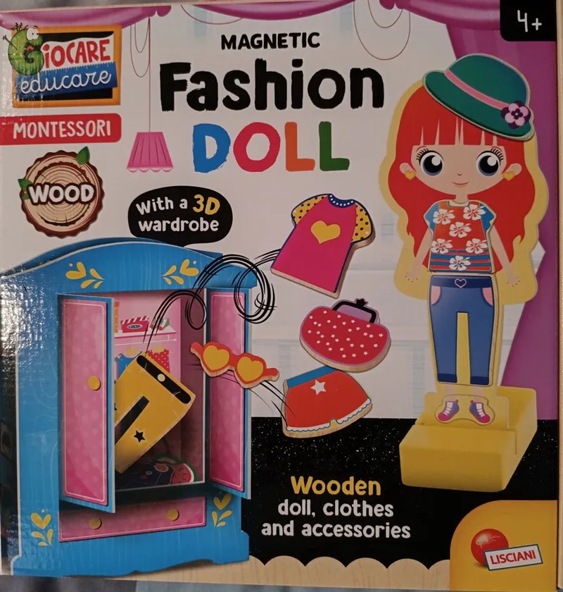 Educational game Montessori wood – magnetic fashion doll, 85897 – educational game for children from 4 years old von Lisciani, Ausgabe Multi – Schachtel