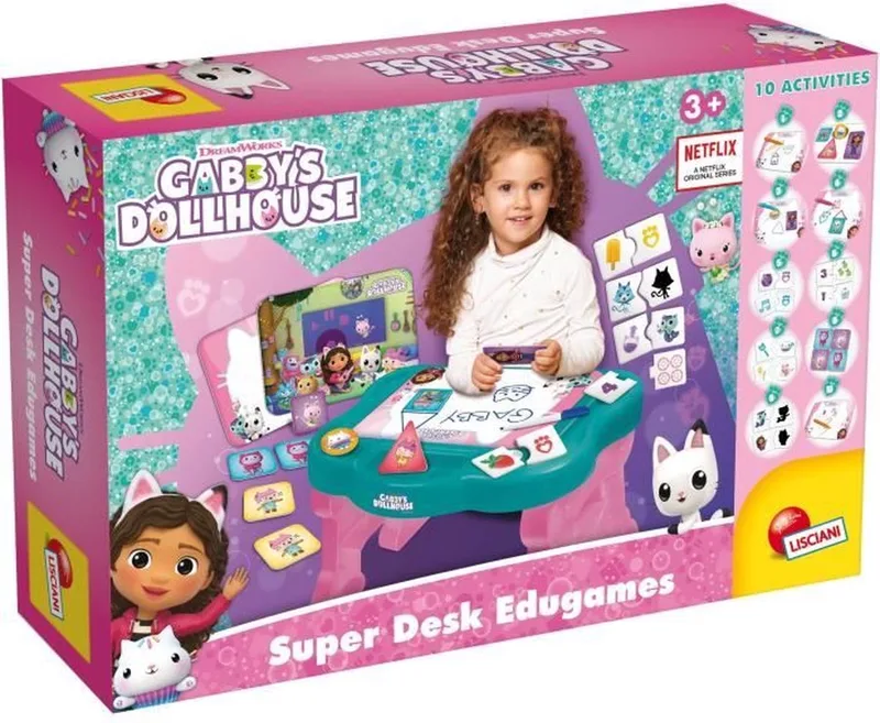 Gabby's Dollhouse - super desk educatieve spellen van Lisciani, editie Roze – doos