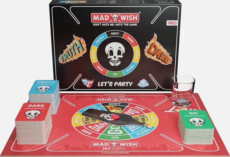 MadWish Pro - 250 Truth or Dare opdrachtkaarten- Do or drink - Drankspel - Spelletjes voor Volwassenen - Shotglaasje inbegrepen from Mad Party Games – box