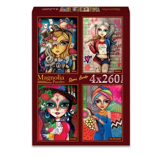 Puzzle 4 Puzzles - Romi Lerda - Alice - Harley - Catrina - The Brunette - 200 à 499 pièces fra Magnolia – æske 1 af 2
