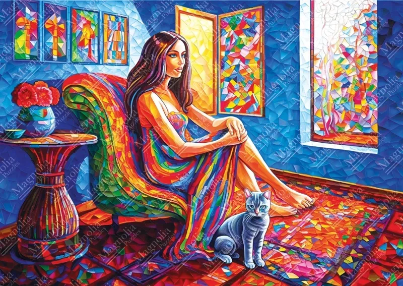 Woman with Cat - 1000 pièces de Magnolia – boîte
