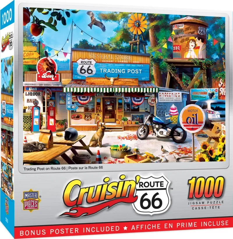 Puzzle Cruisin‘ Rt66 - Poste De Traite Sur La Route 66 - 1000 pièces de Master Pieces – boîte 2 sur 2