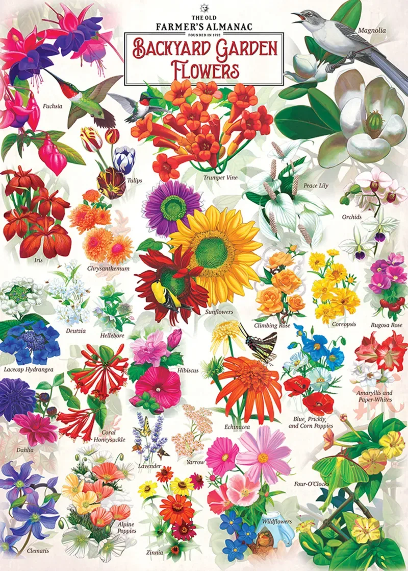 Puzzle Farmer's Almanac - Fleurs Du Jardin - 1000 pièces van Master Pieces – doos
