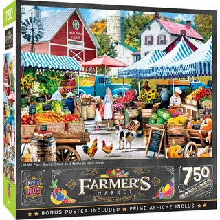 Puzzle Farmer's Market - Stand De La Ferme Old Mill - 500 à 999 pièces fra Master Pieces – æske 2 af 2