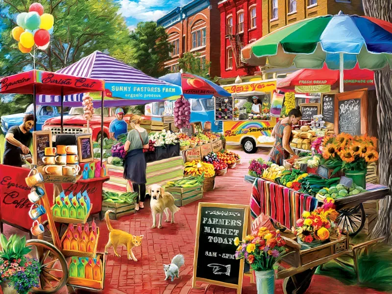 Puzzle Farmer's Market - Stands De Town Square - 500 à 999 pièces from Master Pieces – box