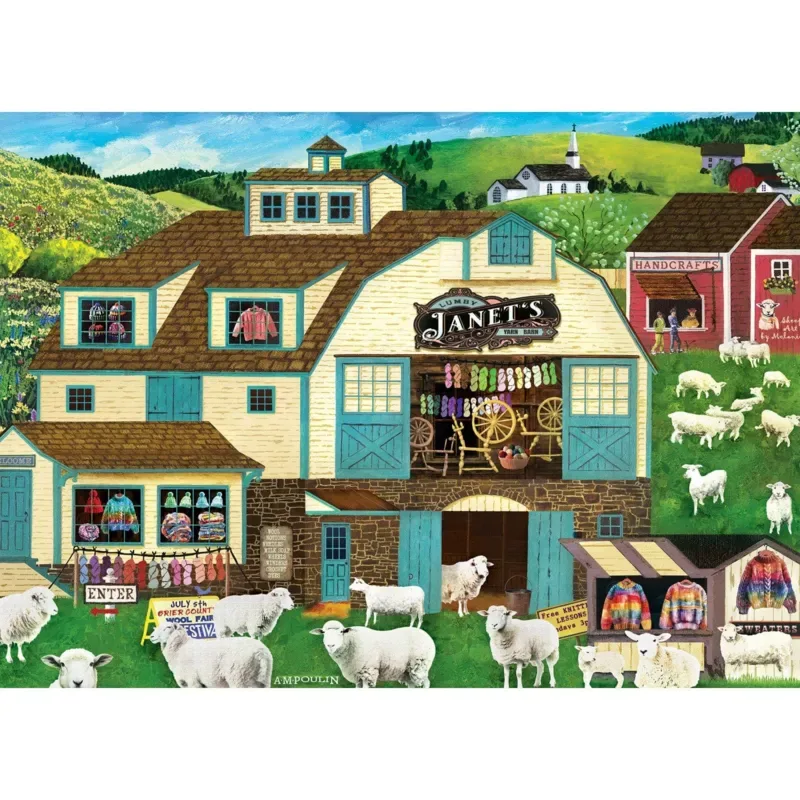 Puzzle Hometown Gallery - Janet'S Yarn Barn - 1000 pièces van Master Pieces – doos