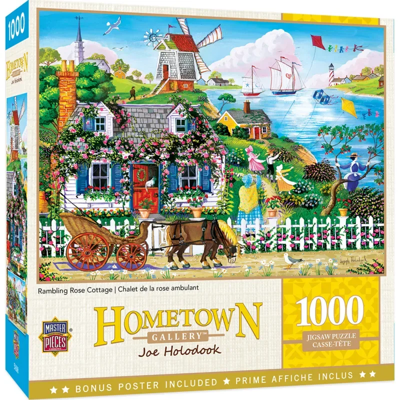 Puzzle Hometown Gallery - Rambling Rose Cottage - 1000 pièces van Master Pieces – doos