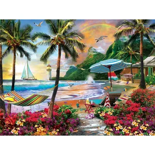 Puzzle Paradise Beach - La Vie Hawaïenne - 500 à 999 pièces fra Master Pieces – æske 1 af 2