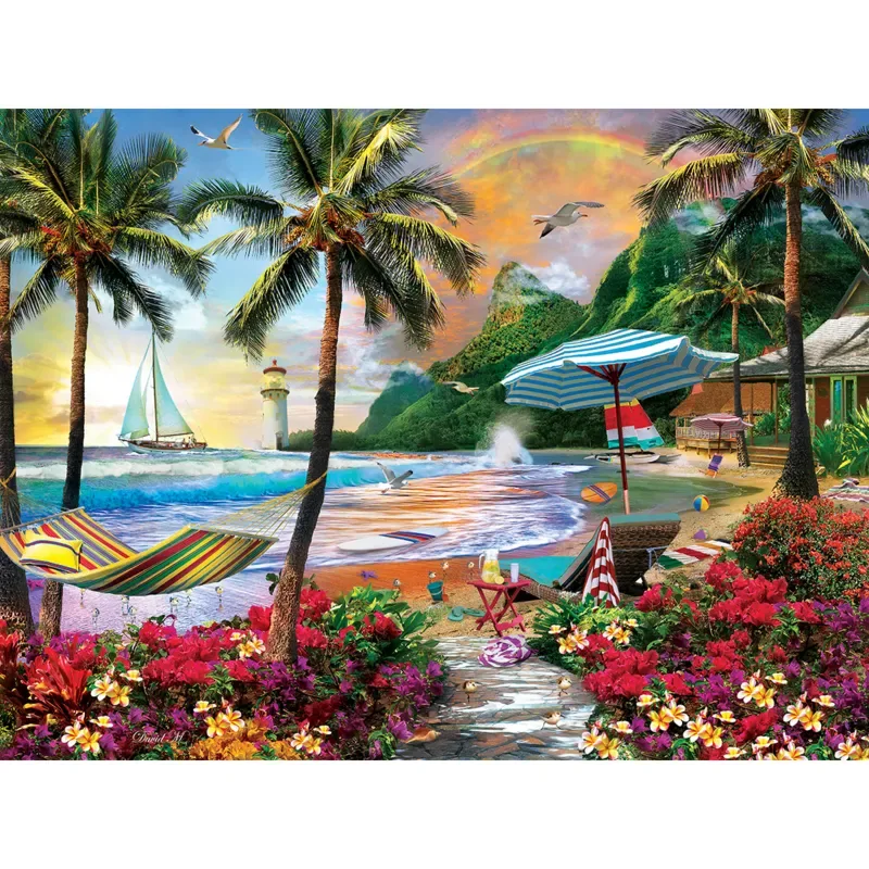 Puzzle Paradise Beach - La Vie Hawaïenne - 500 à 999 pièces fra Master Pieces – æske 1 af 2