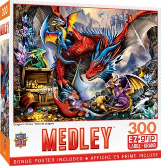 Puzzle Pièces XXL - Medley - Horde de Dragon - EZ Grip - 200 à 499 pièces van Master Pieces – doos 2 van 2