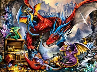 Puzzle Pièces XXL - Medley - Horde de Dragon - EZ Grip - 200 à 499 pièces van Master Pieces – doos 1 van 2