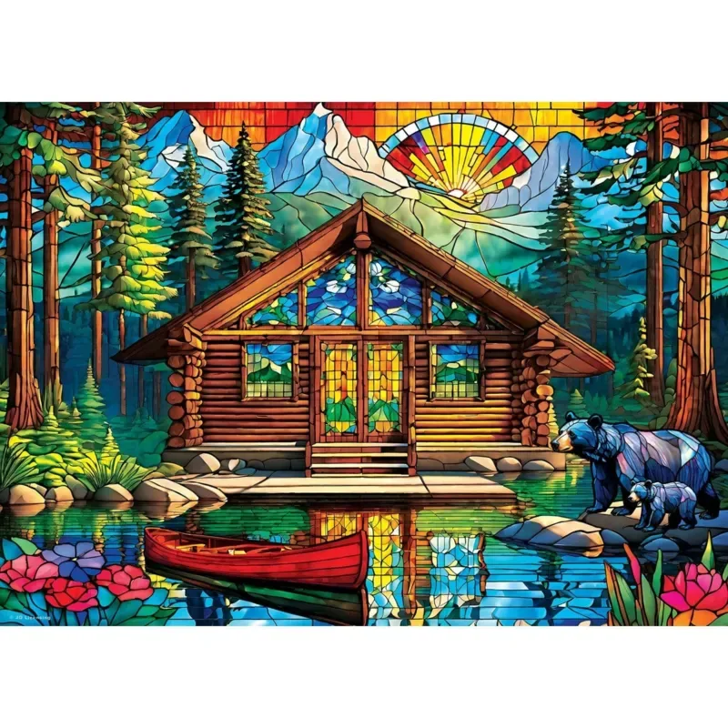 Puzzle Stained Glass- Cabin Spectrum - 1000 pièces de Master Pieces – boîte
