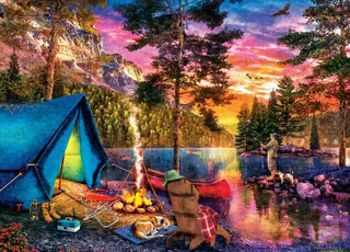 Puzzle Time Away - Pêche Dans Les Highlands - 1000 pièces van Master Pieces – doos 1 van 2