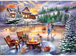Puzzle Time Away - Une Séance De Patinage En Soirée - 1000 pièces von Master Pieces – Schachtel 1 von 2