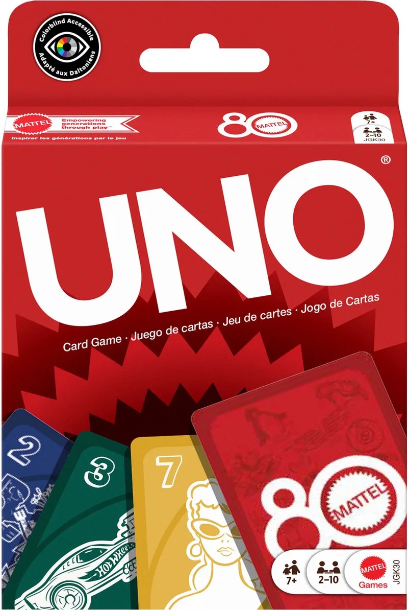 Games 80th Anniversary UNO Ruby Rode Kaartspel de Mattel Games – boîte