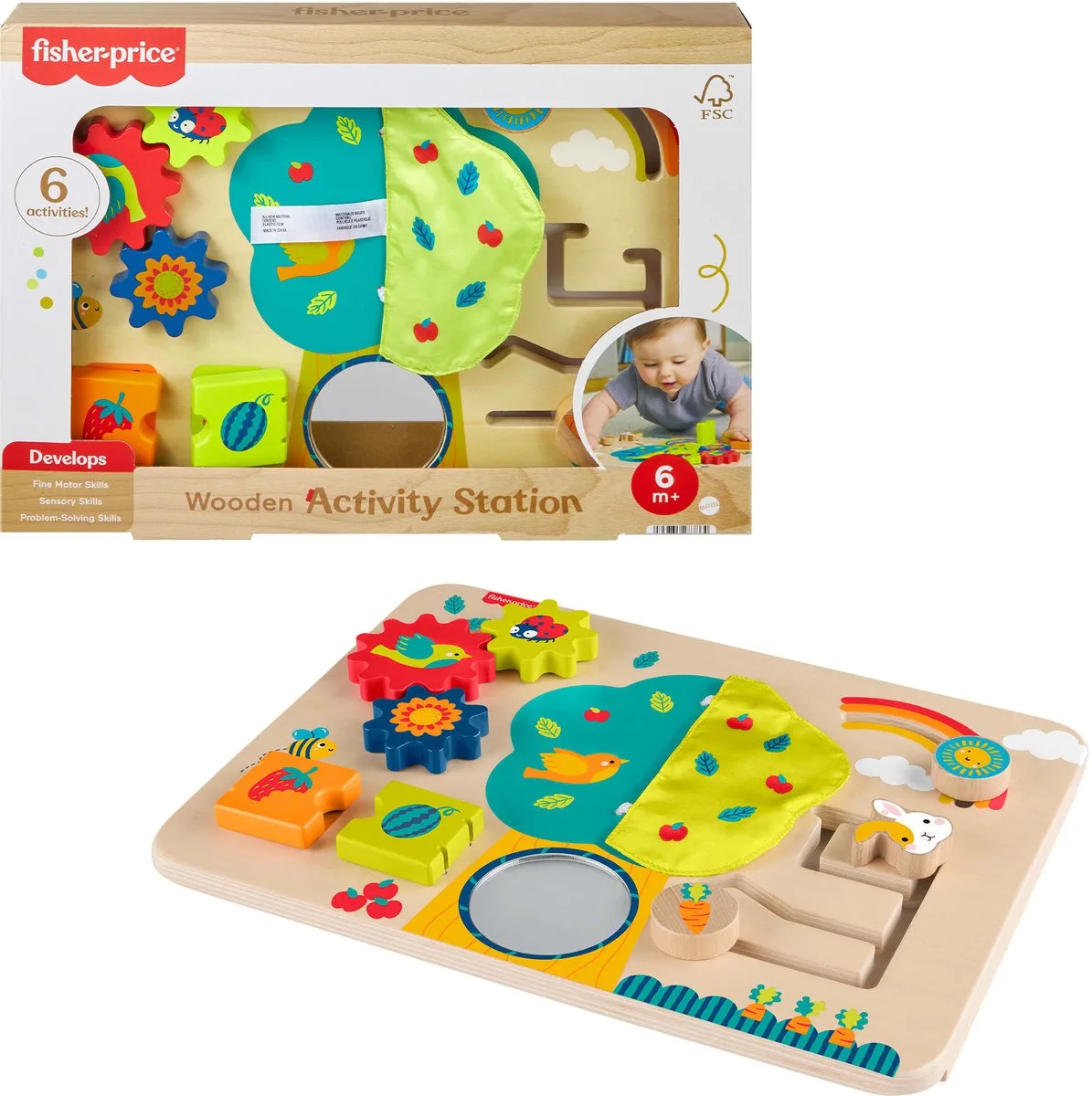 houten activiteitenspeelgoed Fisher-Price voor peuters. van Mattel Games, editie Meerkleurig – doos