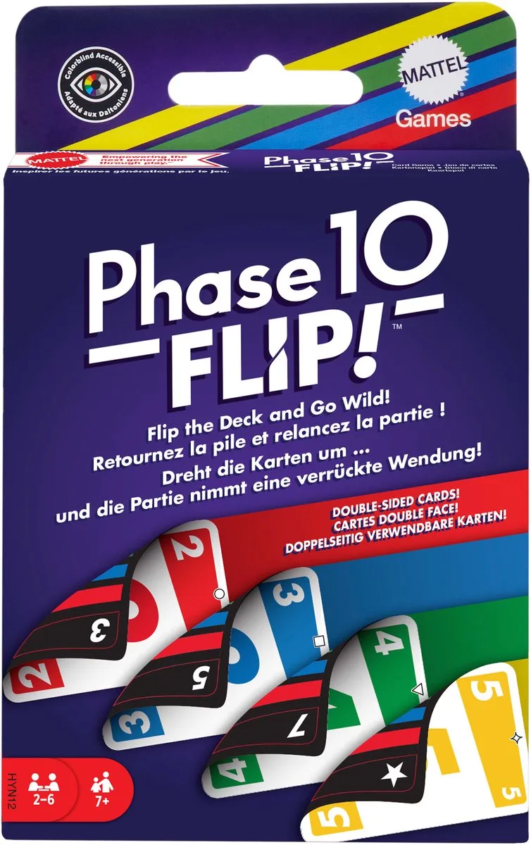 Phase 10 Flip - Kaartspel van Mattel Games – doos
