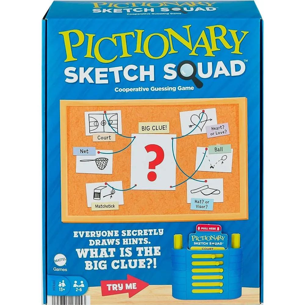 Pictionary Sketch Squad van Mattel Games – doos