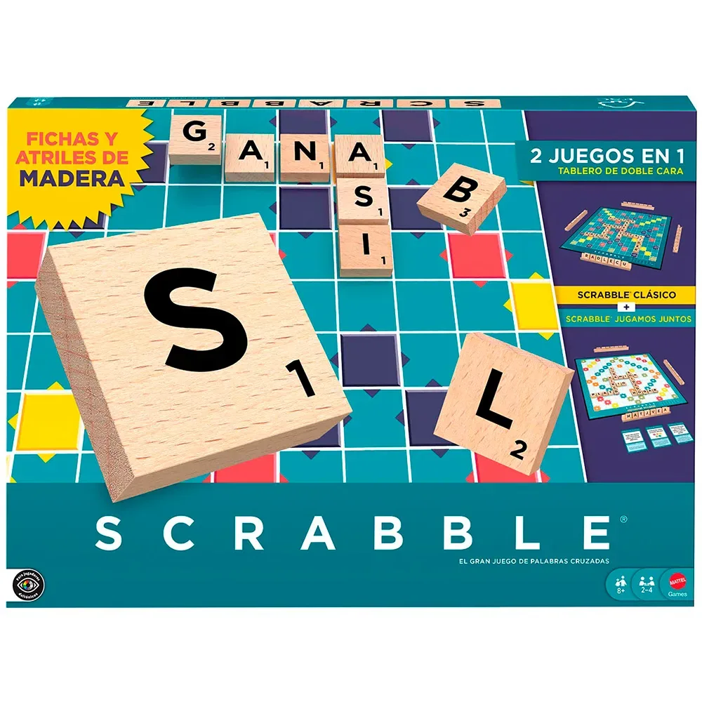 Jeu De Société Scrabble Plateau En Bois de Mattel Games – boîte