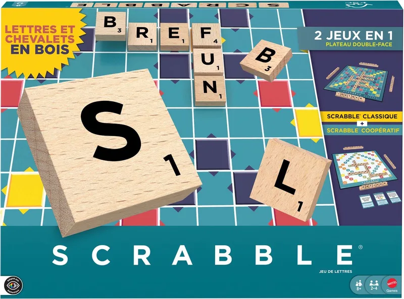 Scrabble - Met Houten Blokjes - Franse Editie van Mattel Games – doos