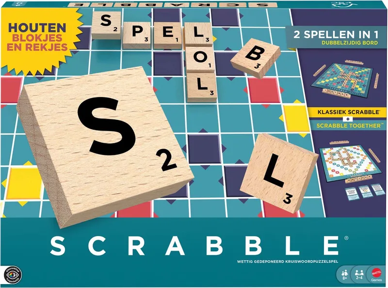 Scrabble - Met Houten Blokjes - Nederlandse Editie von Mattel Games – Schachtel