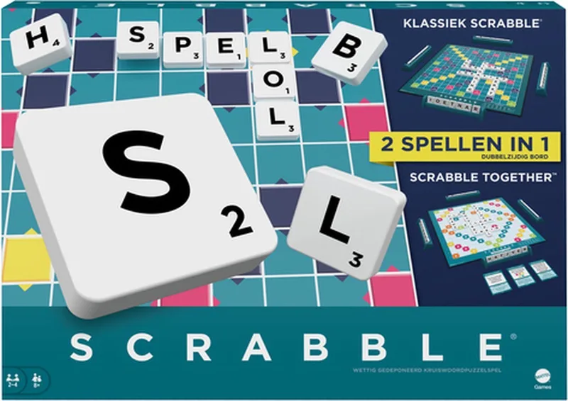 Scrabble Together - Bordspel - Twee spellen in een van Mattel Games – doos