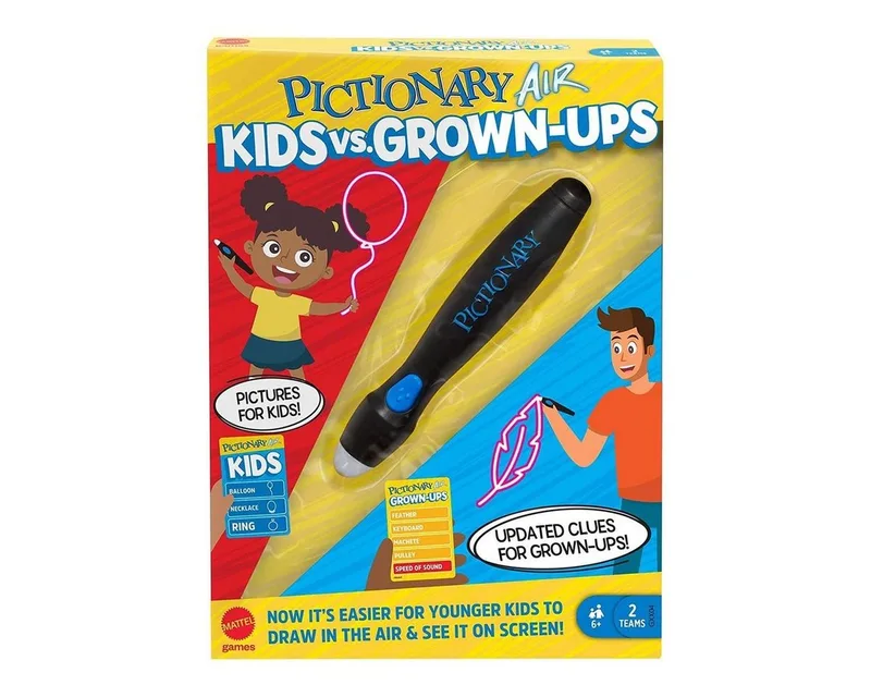 Spiel Mattel GYH79 - Pictionary Air - Klein gegen Gross - Zeichenspiel, Stif von Mattel Games, Ausgabe Bunt – Schachtel