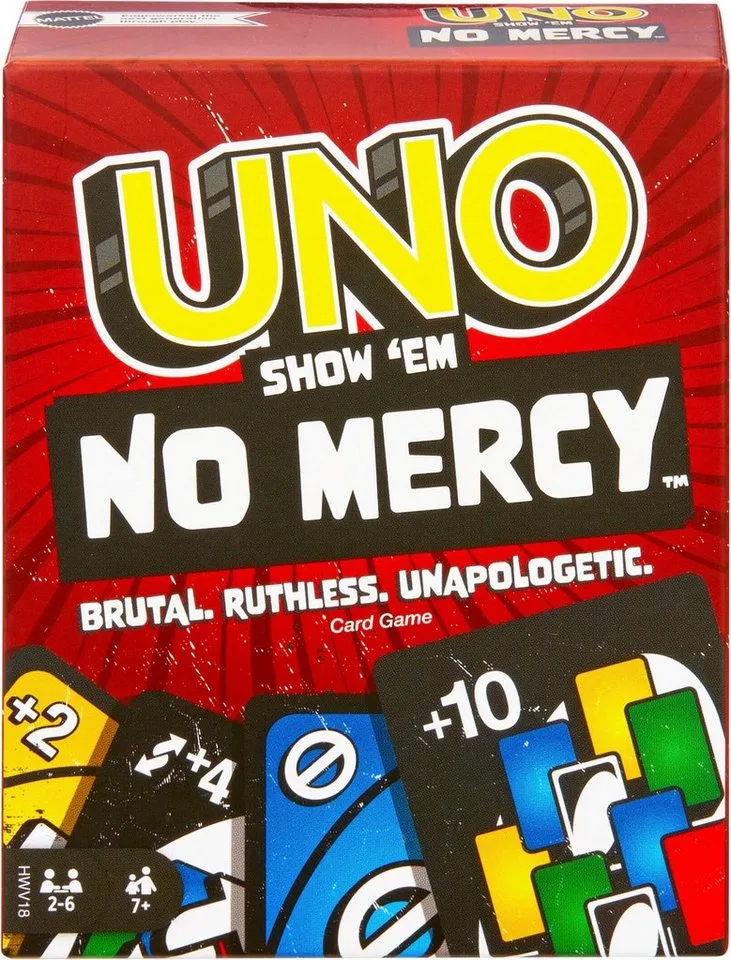 Spiel UNO Show 'em No Mercy, Kartenspiel von Mattel Games, Ausgabe Bunt – Schachtel
